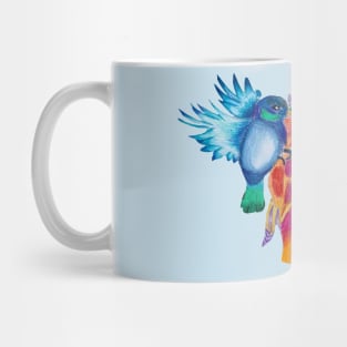 Tropical Birds Red and Blue Mug